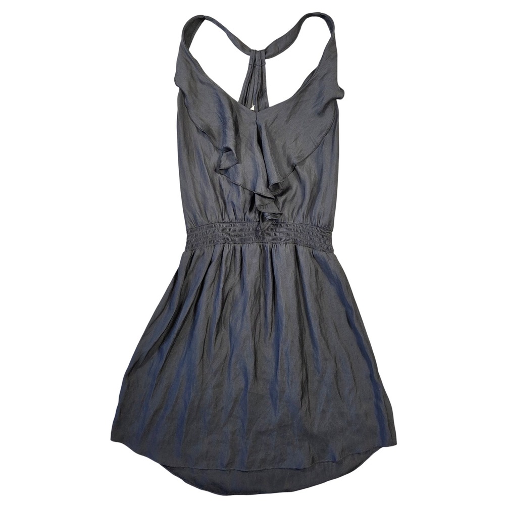 American Eagle Outfitters Black Ruffle Smocked Waist Racerback Mini Dress S Boho